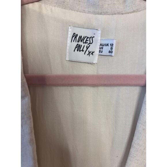 PRINCESS POLLY TURIN New Linen Romper 8 Beige Breathable Summer Coastal Beach - Picture 3 of 5